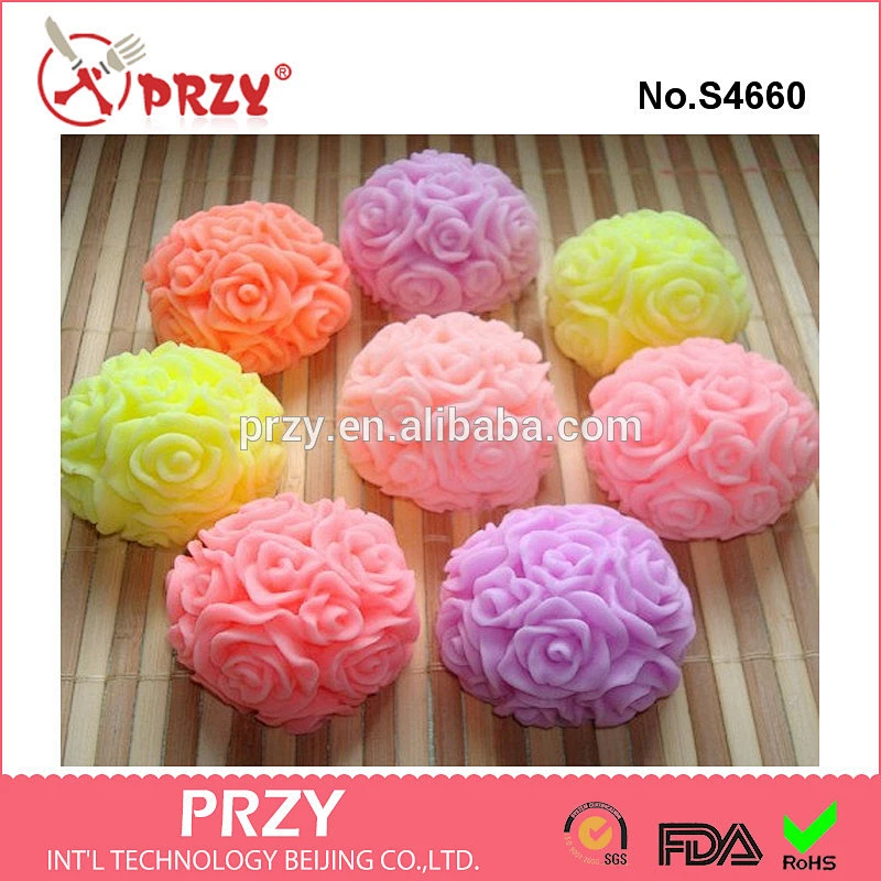 S4660 Ball of roses medium silicone mold food grade silicone soap mold silicone mold supplier in Beijing