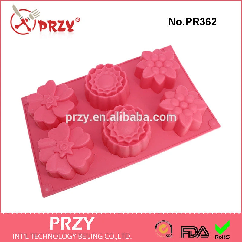 6 Cavities Big Flower Silicone Cake Baking Mold Cake Pan Muffin Cups Handmade Soap Moulds