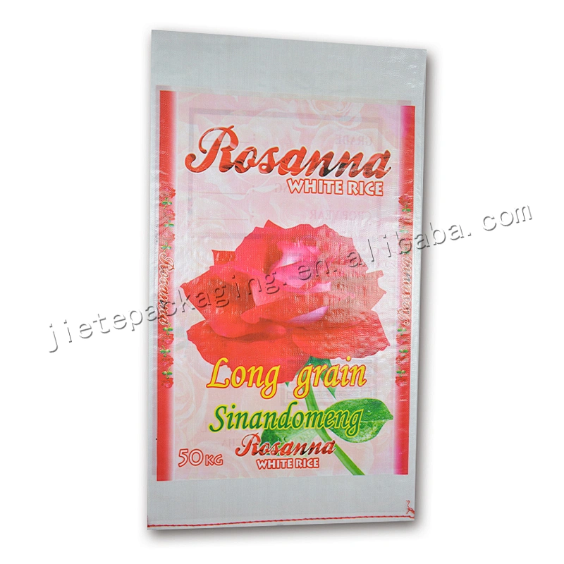 Customized cheap plastic bopp laminated pp woven rice bag 50kg