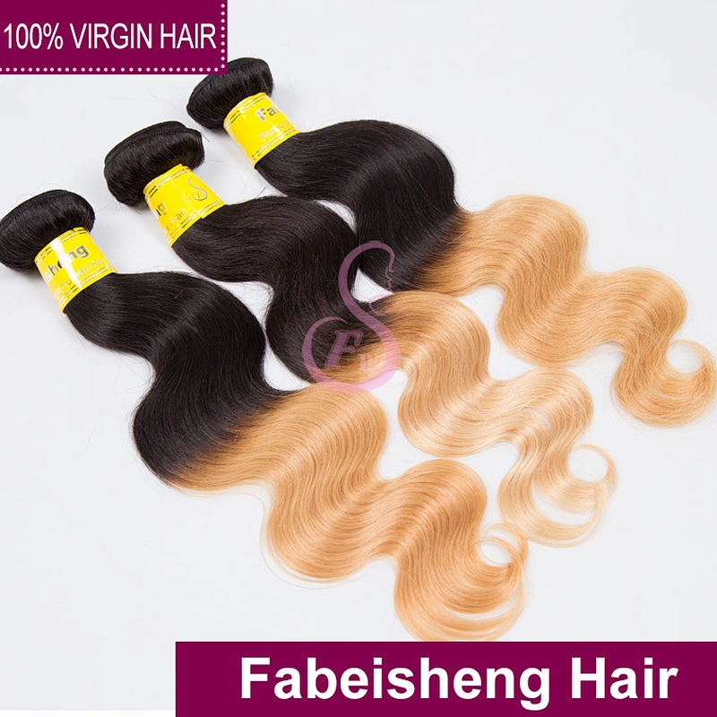 Alibaba express two tone mixed color remy brazilian human hair weave extensions 1b 27 color....