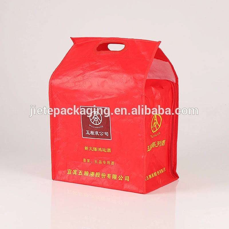 custom order promotional red pp non woven wine bag