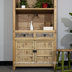 America style recycle elm wood display cabinet