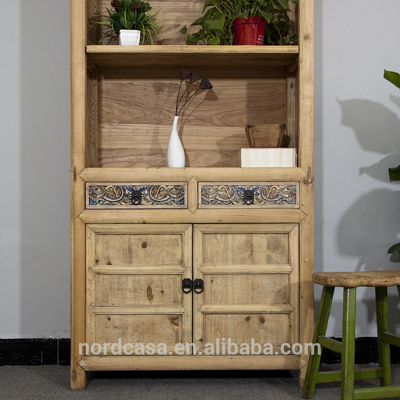 America style recycle elm wood display cabinet
