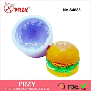 S4683 Stereo hamburger silicone candle molds Handmade soap mold food