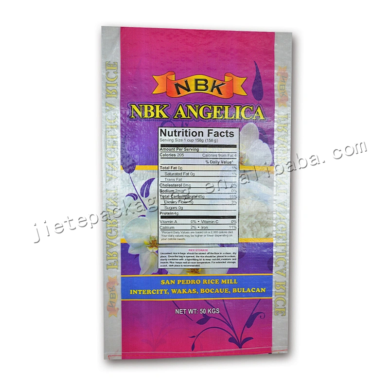 Printed bopp laminated transparent eco-friendly reclaimed material pp woven bag for rice