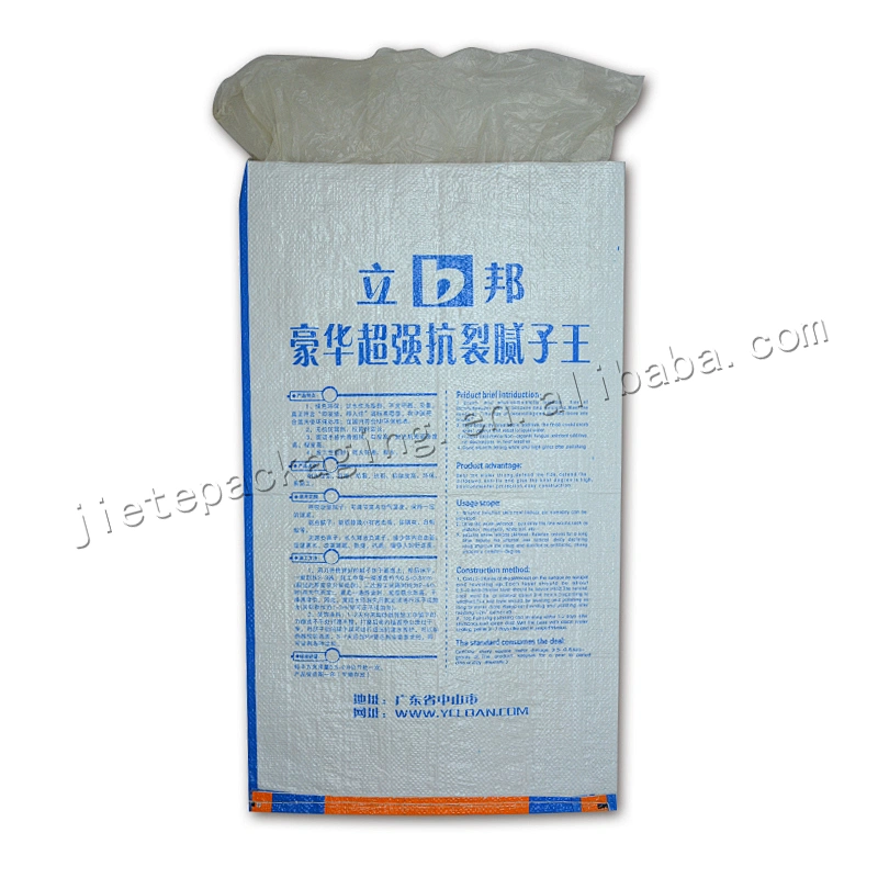 High quality pp woven cement packaging bags sack with lining 20kg 50kg for interior wall putty powder