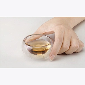 2018 Guangzhou manufactory small cup double wall mug glass tea cup water bottle for tea ware