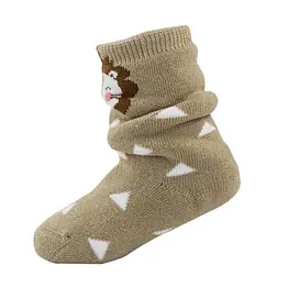 Baby Cartoon Lion Animal Pattern Jacquard Coffee Color Kid Tube Cotton Socks