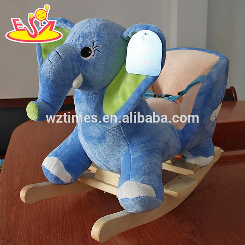 2018 New design baby wooden rocking horse elephant new design kids wooden rocking horse elephant with music W16D101
