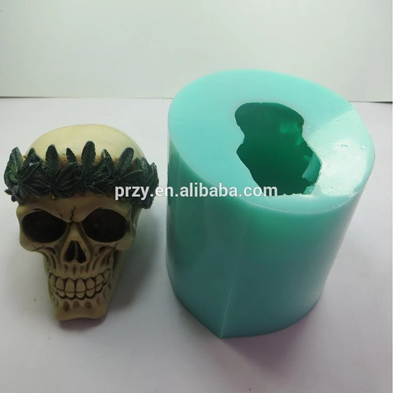 QT0004 3d Maple leaf Skull Silicone Mould for Concrete Halloween silicone mold Soap mold PRZY