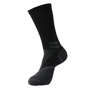 men's black free terry sport basketball socks