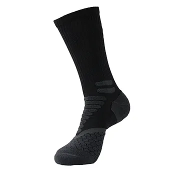 men's black free terry sport basketball socks