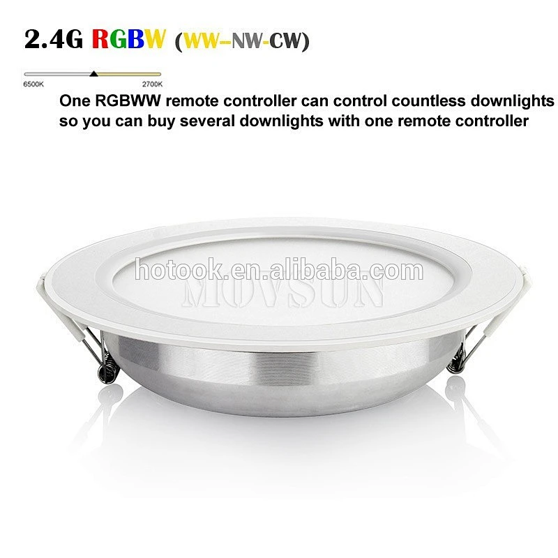 Newest style Factory Milight 2.4G RF Remote Control 12W RGBWW Dimmable LED Downlight