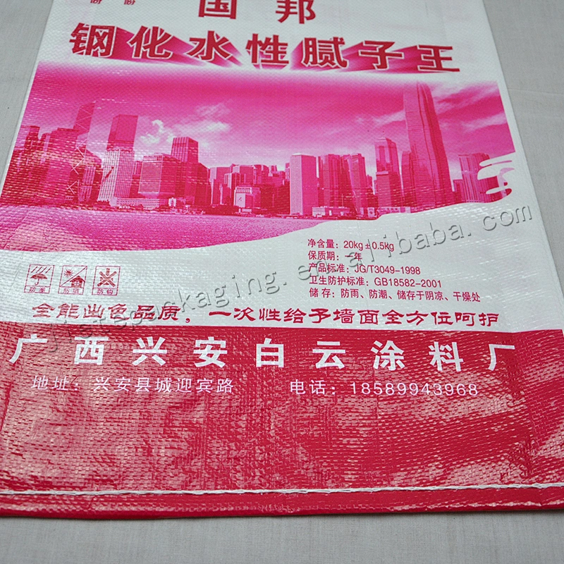White plastic cement bag building paints pp woven wall putty powder packaging bag
