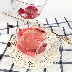 Crystal glass cup three-piece sets glass cup/glass lid/glass tea-strainer