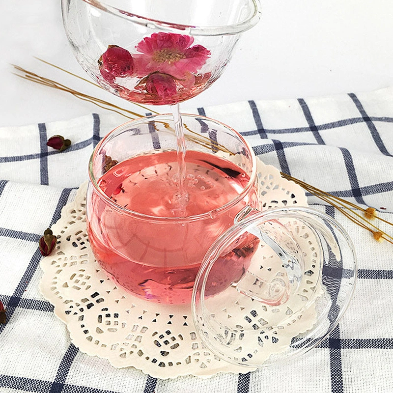 Crystal glass cup three-piece sets glass cup/glass lid/glass tea-strainer