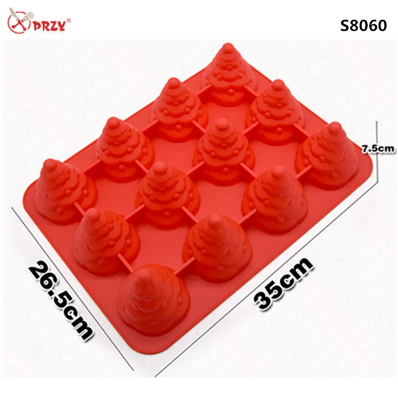12 Cavity creative Christmas tree silicone Cake molds 100% handmade Silicone Soap mold