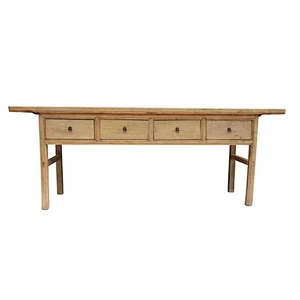 chinese natural vintage industrial wood furniture, console table in living room