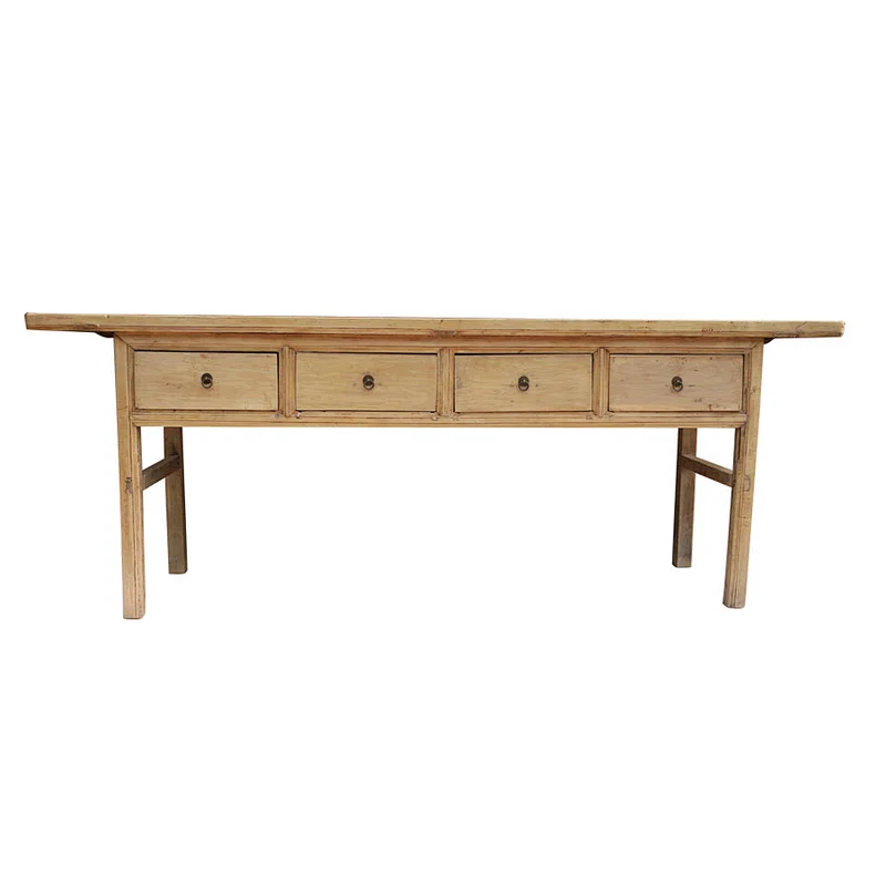 chinese natural vintage industrial wood furniture, console table in living room