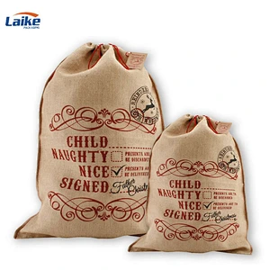 customs laminated christmas santa sack jute gunny sack gift burlap santa sack