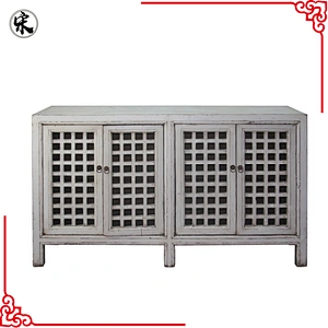 recycle wood antique chinese lattice cabinet