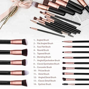 14 Pc Custom Rose Golden Black Makeup Brush Set