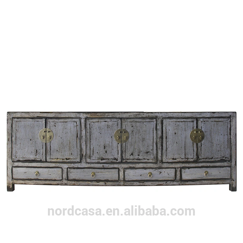 lacquered four drawer six door chinese antique style tv stand
