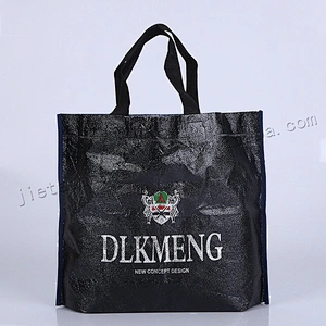 Shining gold colored stande up plastic non woven shopping bag for market