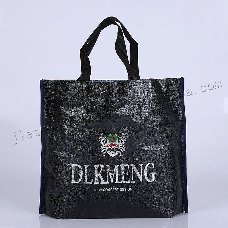 Shining gold colored stande up plastic non woven shopping bag for market