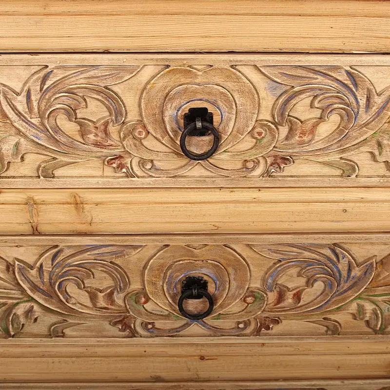 natural color carved chinese antique style living room sideboard