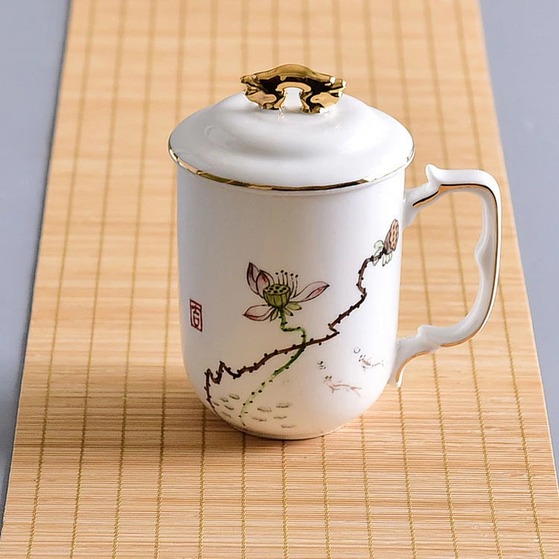 2019 New Style In Stock Ceramic Cup With Fashionable Lid Design For Home And Office
