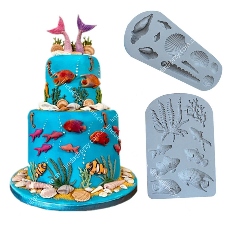 Coral fish molds silicone fondant mould Fondant chocolate cake decoration tool Mold