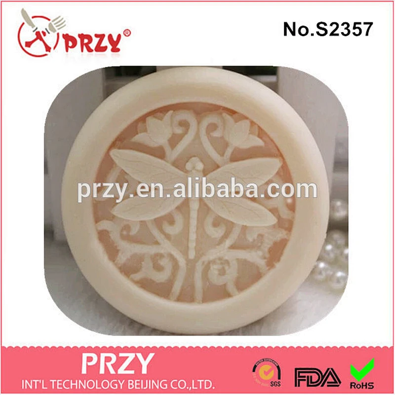 Przy S2357 handmade round silicone dragonfly soap mold