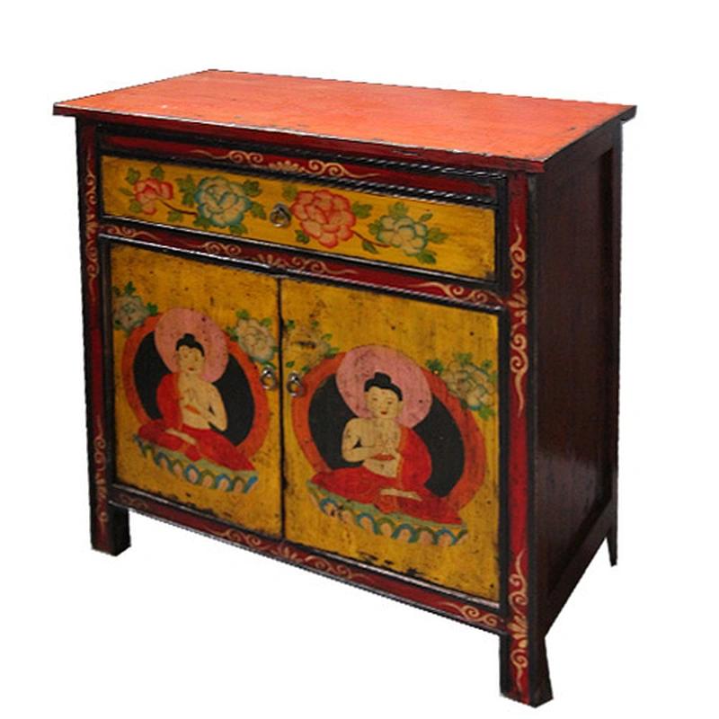 Hand Painted Tibetan Curio Cabinet