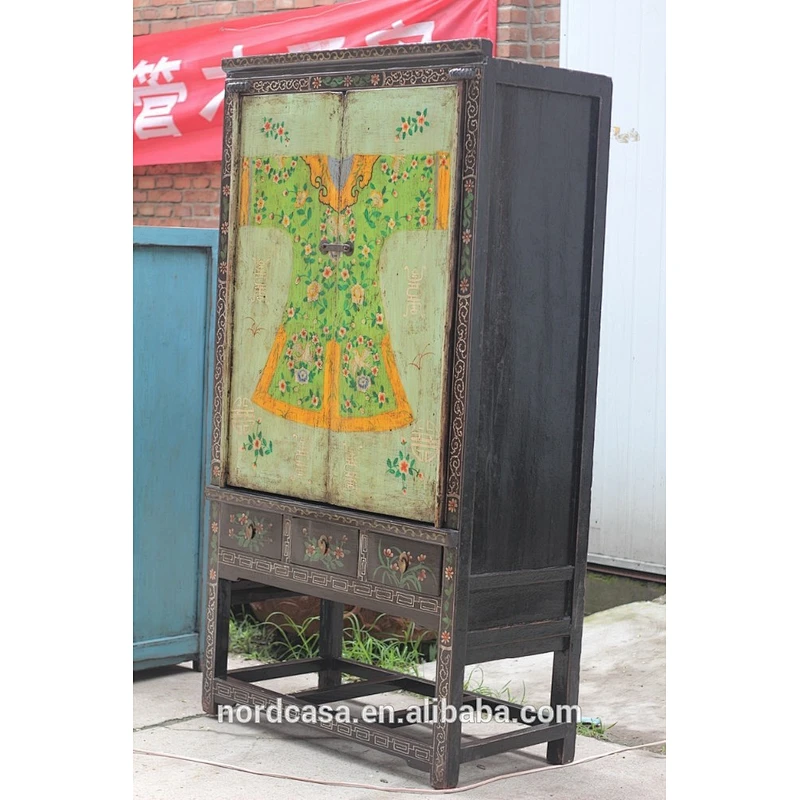 Chinese antique furniture recycled wooden clothes cabinet