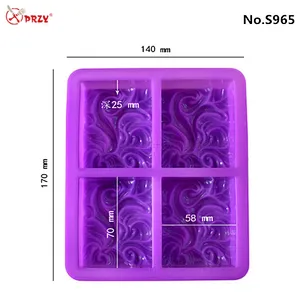 PRZY 4 Cavity handmade soap silicone mold cake mould wave silicone soap molds
