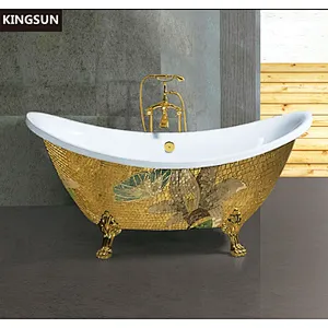 K-8755G New Hot Products In The Market Gold Shiny Color Bathtubs Cheap Soaking Tubs