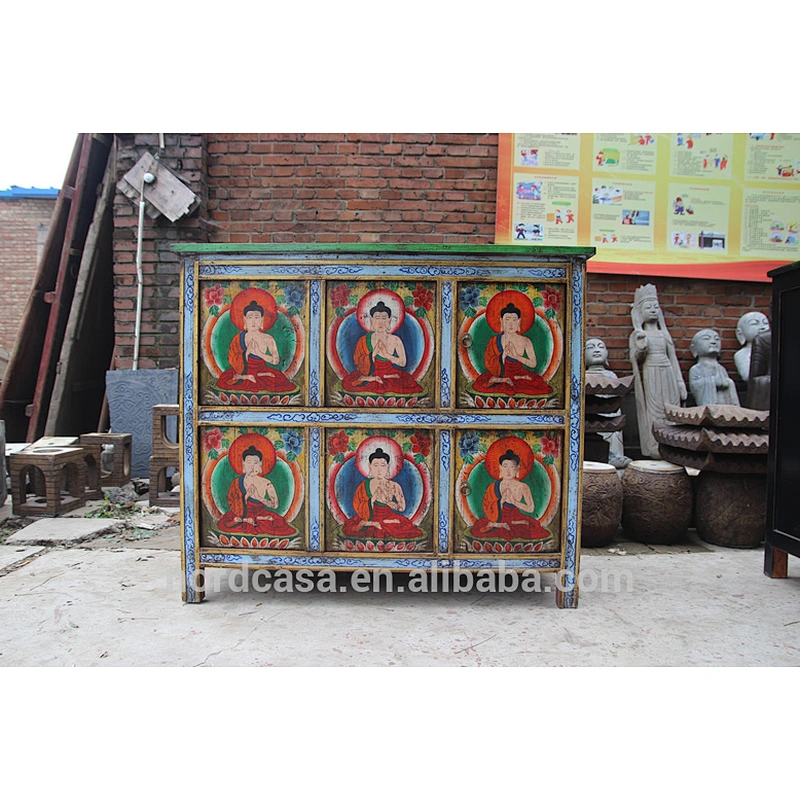 Chinese antique TIbet Cabinet. original painting