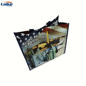 Promotional  custom pp coated  laminated printed recycled plastic pp grocery non woven shopping bag eco-friendly