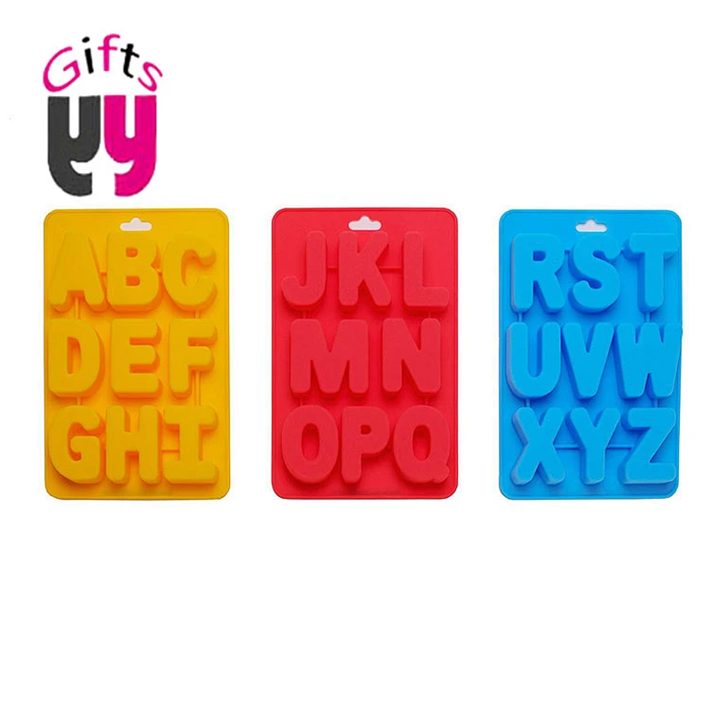 Ice mold products supply a set of 3pcs a-z 26 alphabet letter silicone ice cube tray