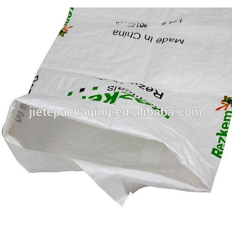 BOPP film laminated white square bottom pp woven bag for chemical packing with printing