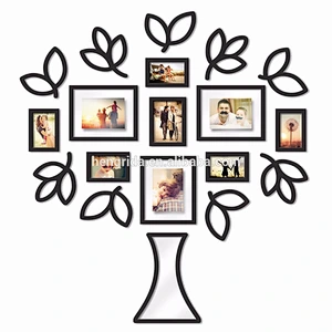 Open Leaf Tree 19-Piece Picture Frame Set in Black, photo frame wall