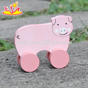 2018 New design baby wheels wooden pig toys best sale kids wooden pig toys top fashion children wooden pig toys W04A321