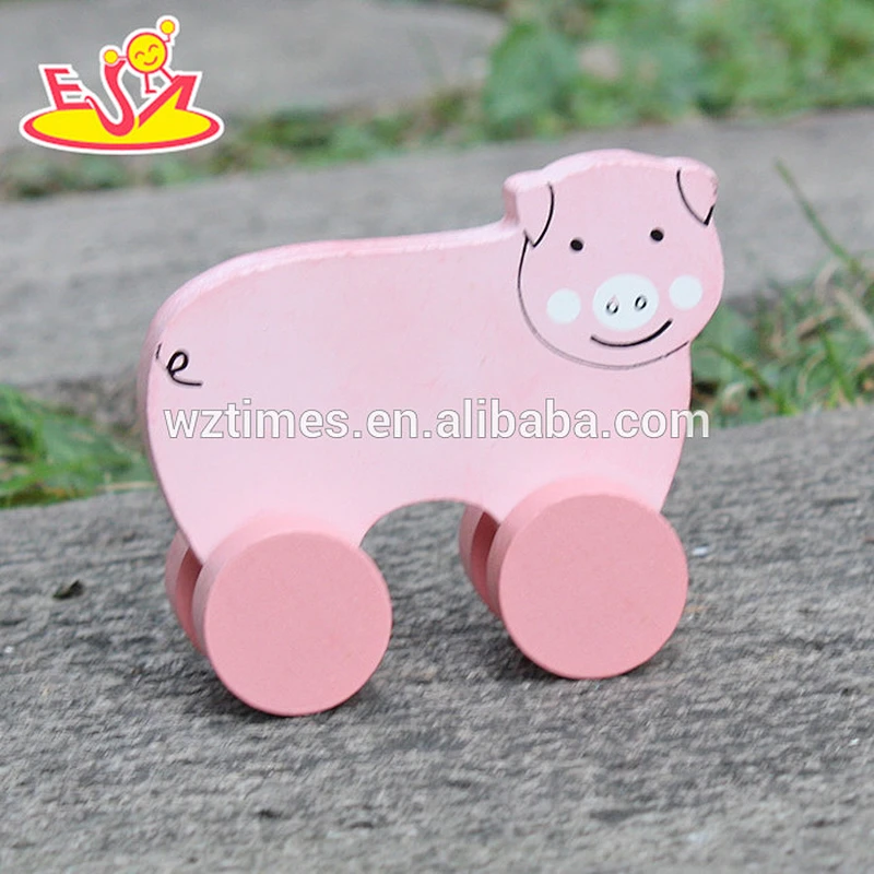2018 New design baby wheels wooden pig toys best sale kids wooden pig toys top fashion children wooden pig toys W04A321