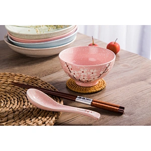 Ceramic Bowl Tableware Snowflake Pattern Rice Bowl High Quality Multiple Color Creative Screw Bowl