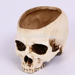 S9136 Food grade 3D skull silicone for halloween skull vase mould for cement desk decortaive mould