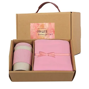 Wholesale in Stock Exquisite Gift Set Breathable Blankets Environmental Cup Set Insurance and Airline Company Employee Gift