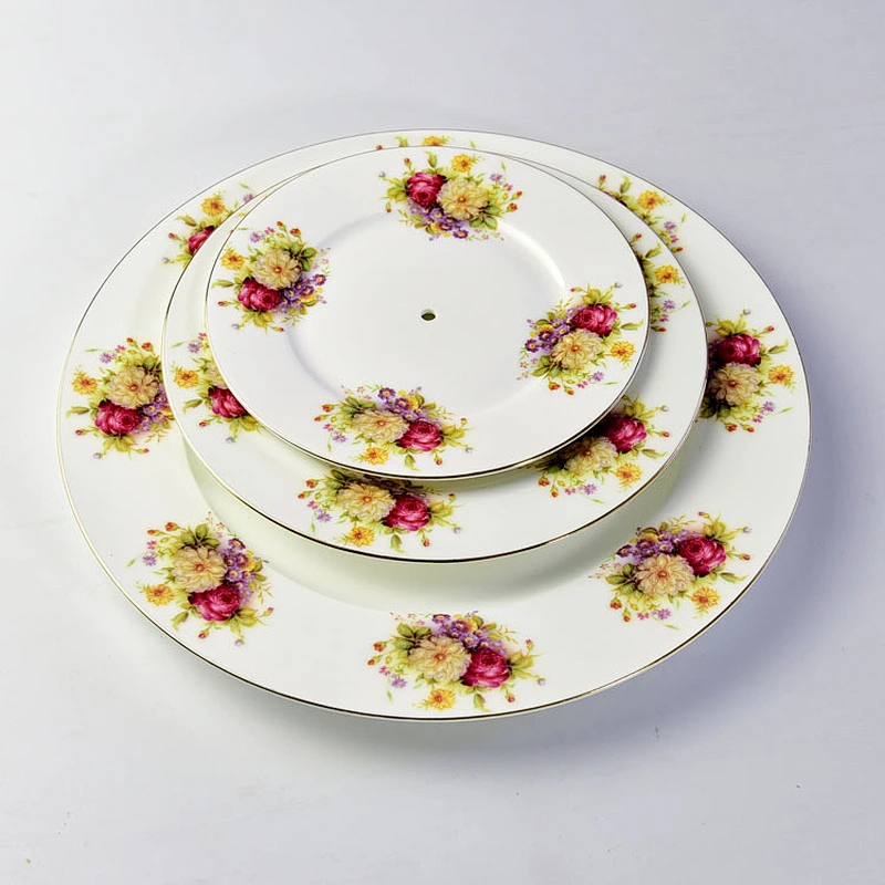 2019 high quality rose flower ceramic fruit Cake plate series for birthday party