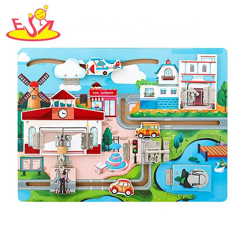 2019 New hottest educational wooden kids busy board for wholesale W12D124