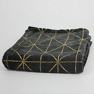 100% Polyester Foil printed shiny Flannel Blanket Throw